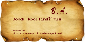 Bondy Apollinária névjegykártya